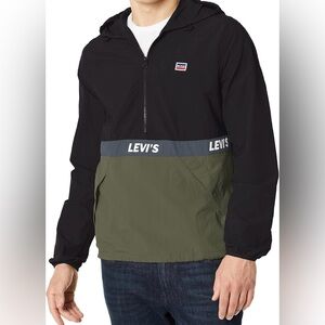 Levi's Size XL Lightweight Hooded‎ Retro Colorblock Green Windbreaker Jacket NWT